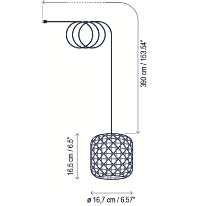 Nans Pendant, 16, Red, LED, 8W, Plugs In, IP54