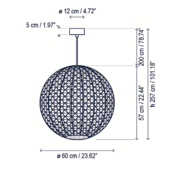 Nans Pendant, Sphere, 60 cm, Brown, LED, 14W, Triac Dim, IP54