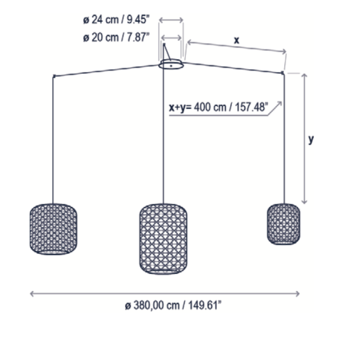 Nans Pendant, Triple Cluster, Beige, LED, 28.5W, Triac Dim, IP54