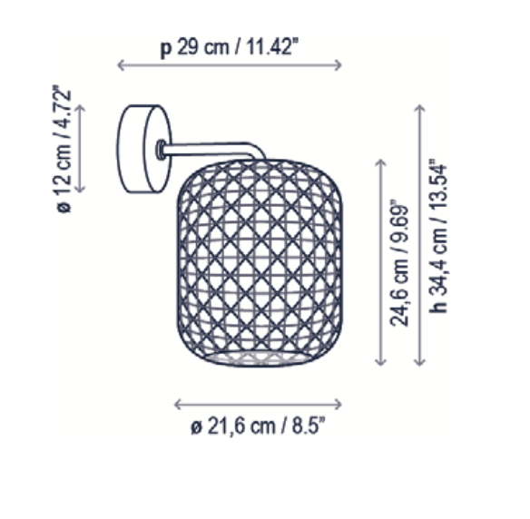 Nans Wall, Large, Beige, LED, 9.5W, Triac Dim, IP54
