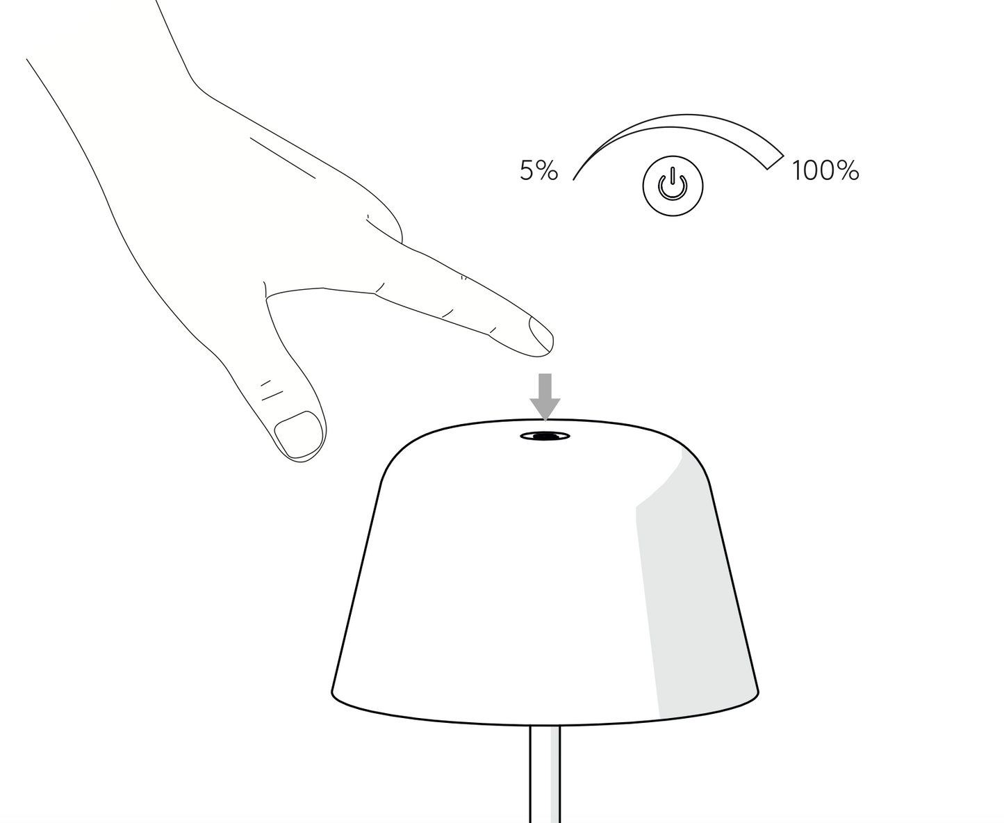 Nomad Table Lamp, White, LED, Wireless, Push Dim, IP65
