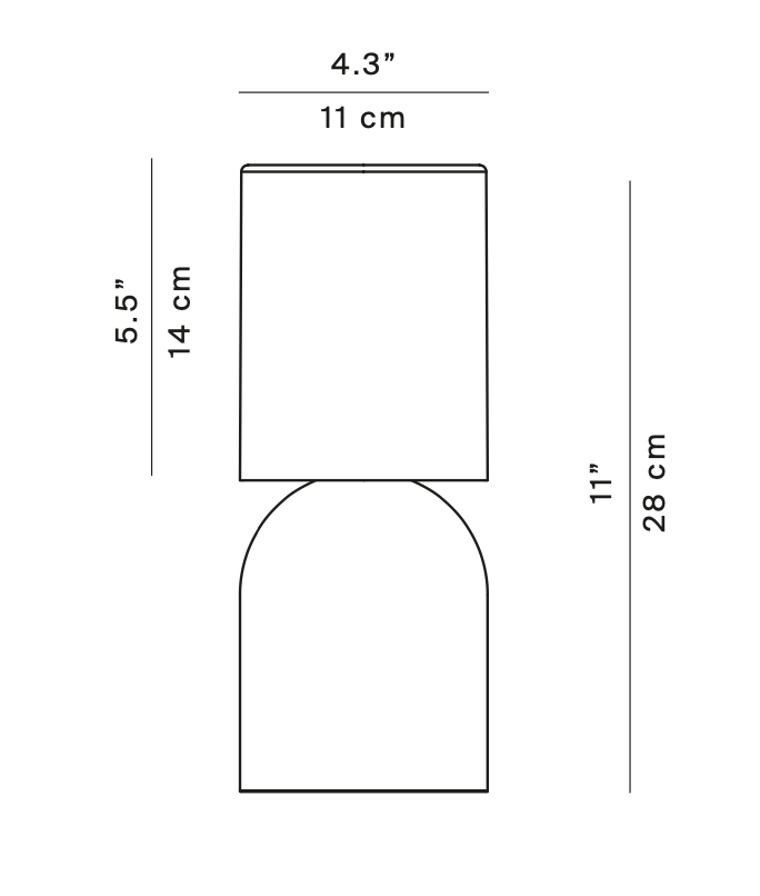Nui Mini Wireless Table, White Shade, LED, Touch Dim, IP54