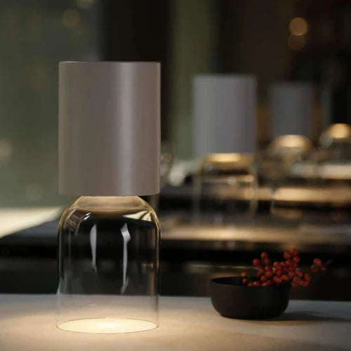 Nui Mini Wireless Table, White Shade, LED, Touch Dim, IP54