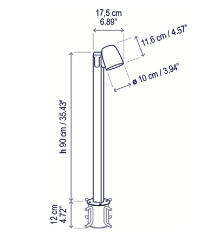 Nut Bollard, 90 cm, Black, LED, 6.3W, Triac Dim, IP65