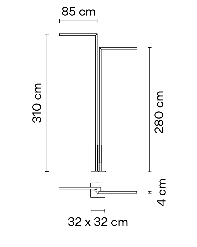 Palo Alto Floor, 2 Light, 310 cm, Green, LED, 30W, On/Off, IP65