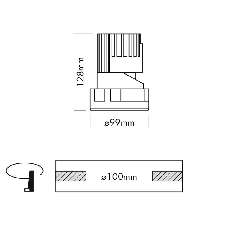 Performance Downlight, Small, 2G, Trimless, Round, Adjustable, Black Chrome, LED, Dim, IP40