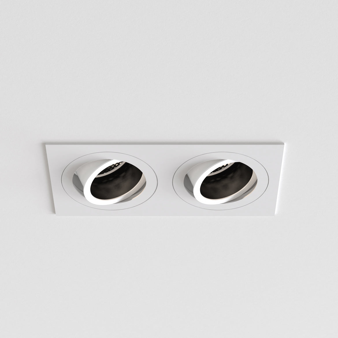 Pinhole Slimline Double Square Downlight, White, Adjustable, GU10, IP20, Fire Rated
