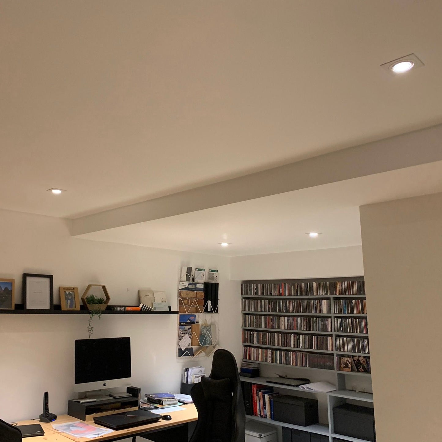 Pinhole Slimline Double Square Downlight, White, Adjustable, GU10, IP20, Fire Rated