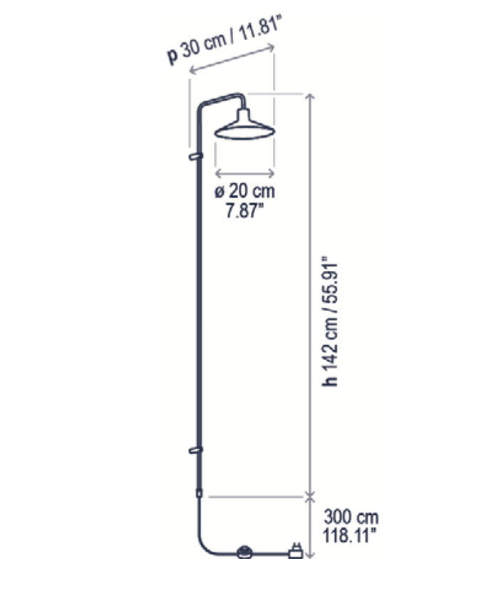 Platet Wall, Long Arm, Grey, E14, Foot Dimmer, Plug In, IP20
