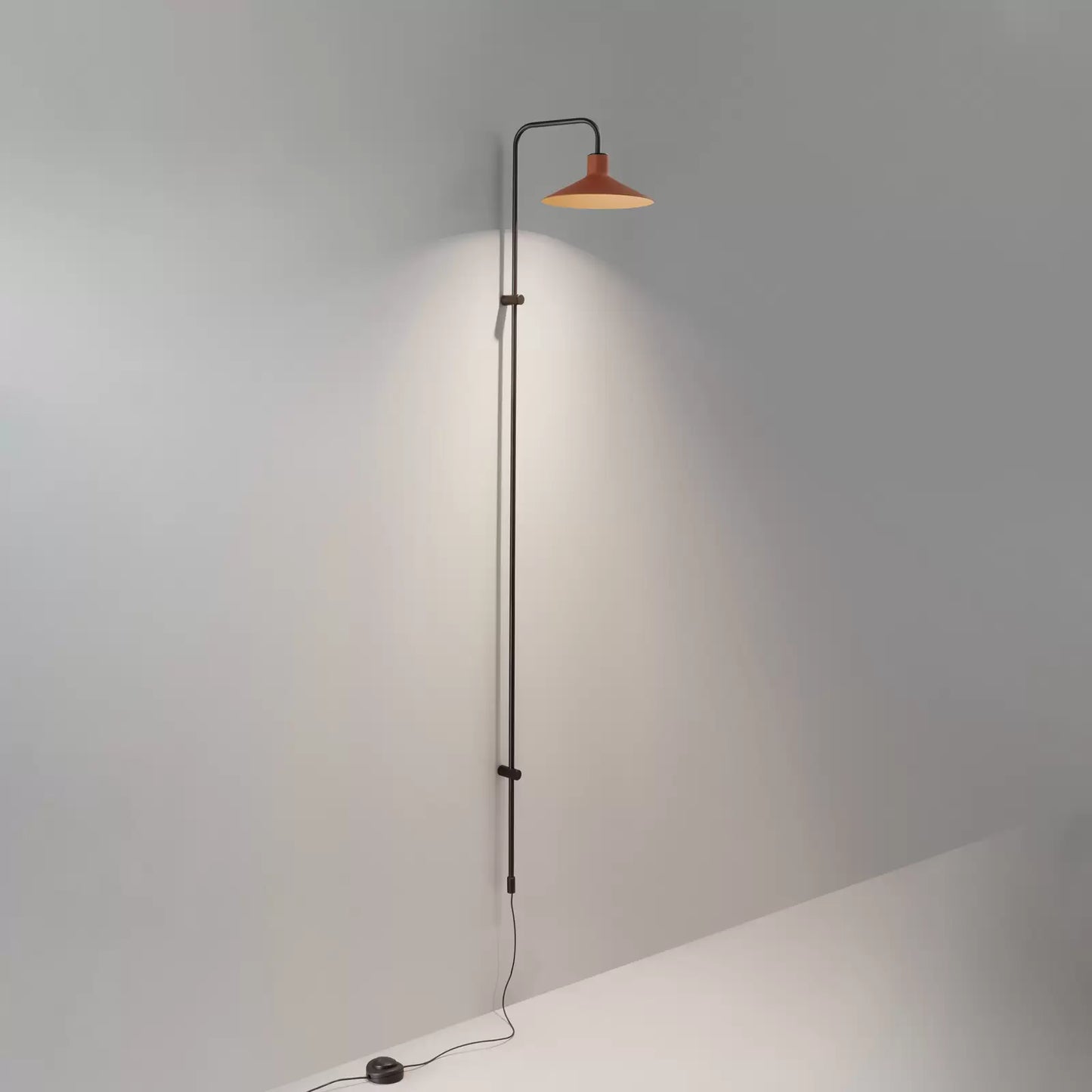 Platet Wall, Long Arm, Grey, E14, Foot Dimmer, Plug In, IP20