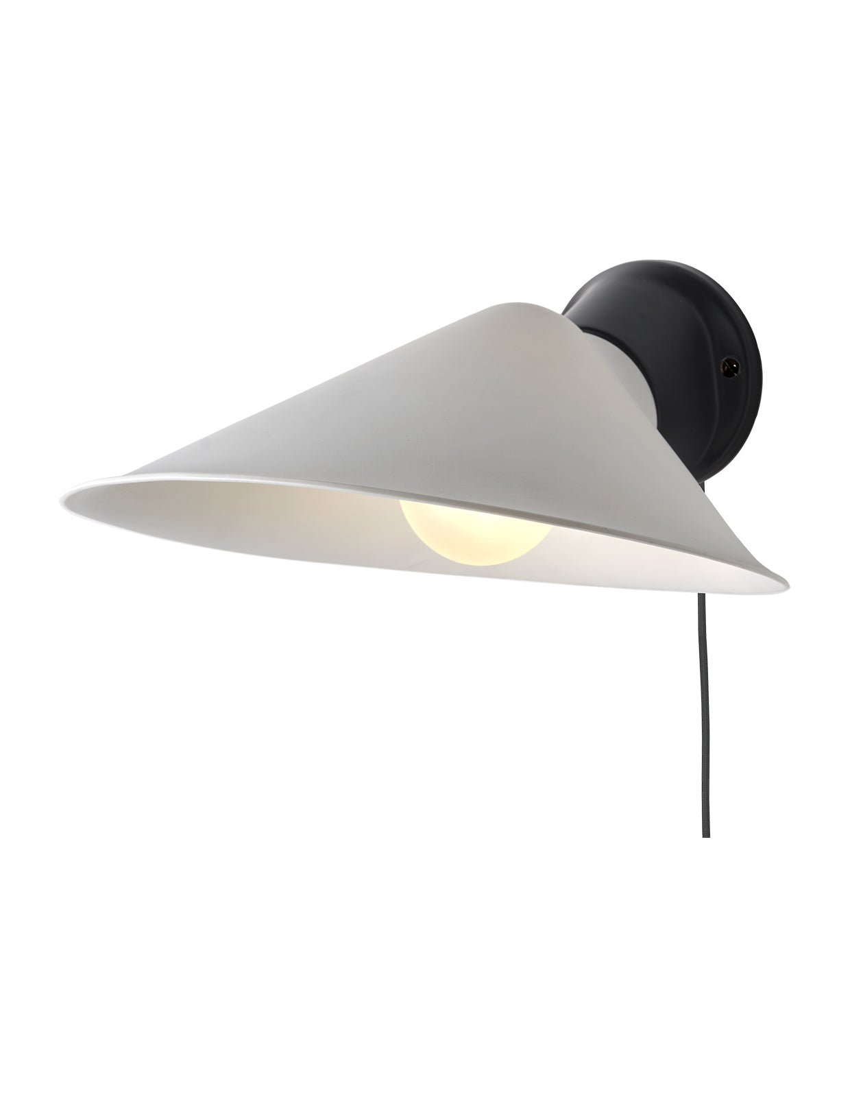 Plume Adjustable Wall, White Shade with Black Base, E27, Plug In, IP20