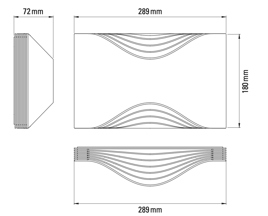 DCW Editions Respiro 289mm Long wall light technical drawing