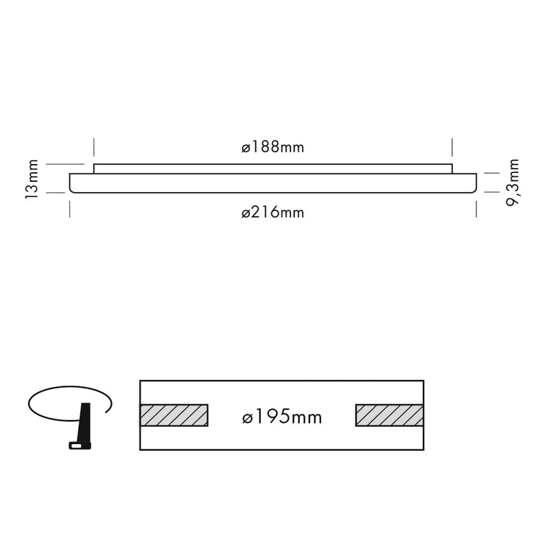 Sol Ceiling Light, XL, Round, White, 25W, LED, Dim, IP54