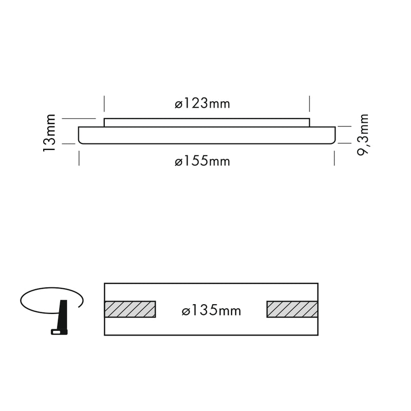 Sol Ceiling Light, Medium, Round, White, 11.5W, LED, Dim, IP54