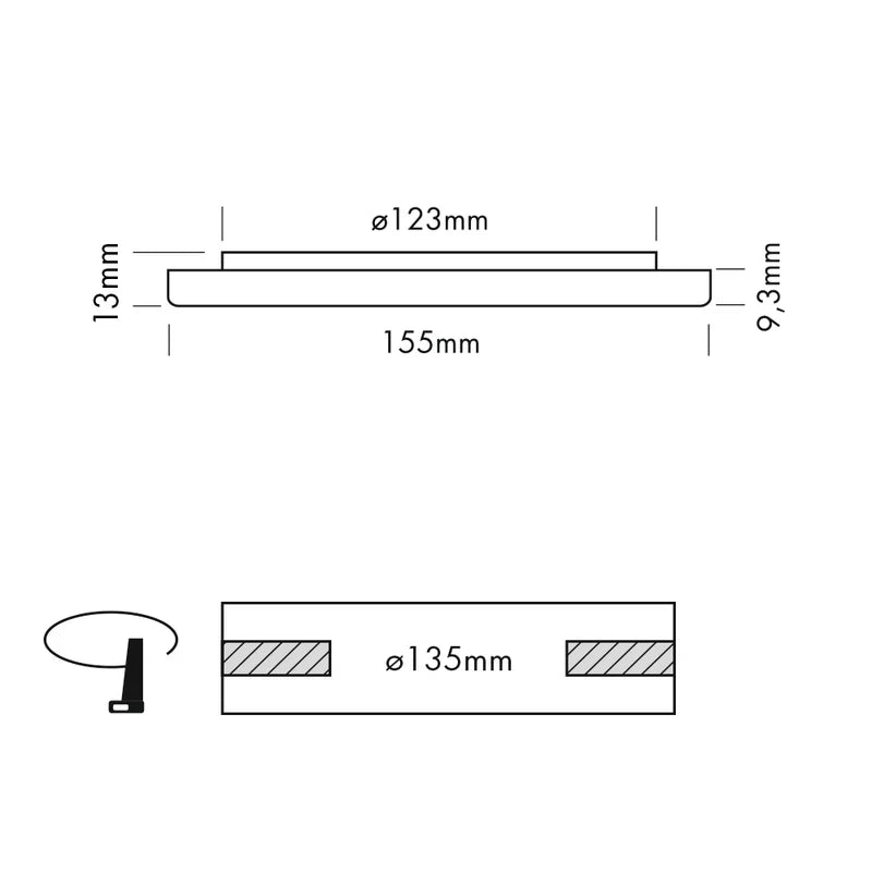 Sol Semi-Flush Downlight, Medium, Square, White, 11.5W, LED, Dim, IP54
