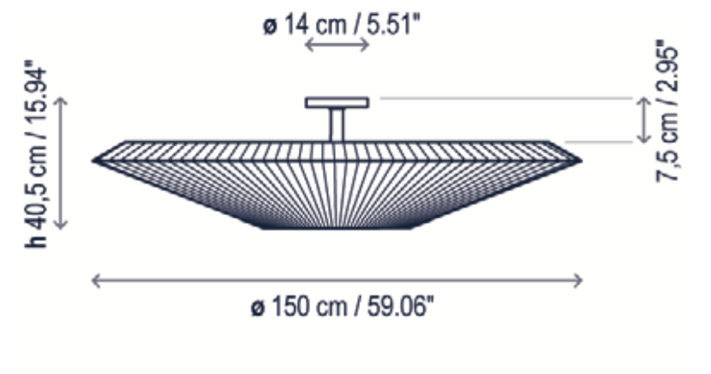 Siam Ceiling, 150 cm, White Ribbons, E27, IP20