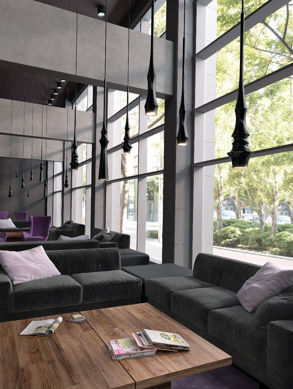 Slend Pendant, Triple Cluster, Black, GU10, IP20