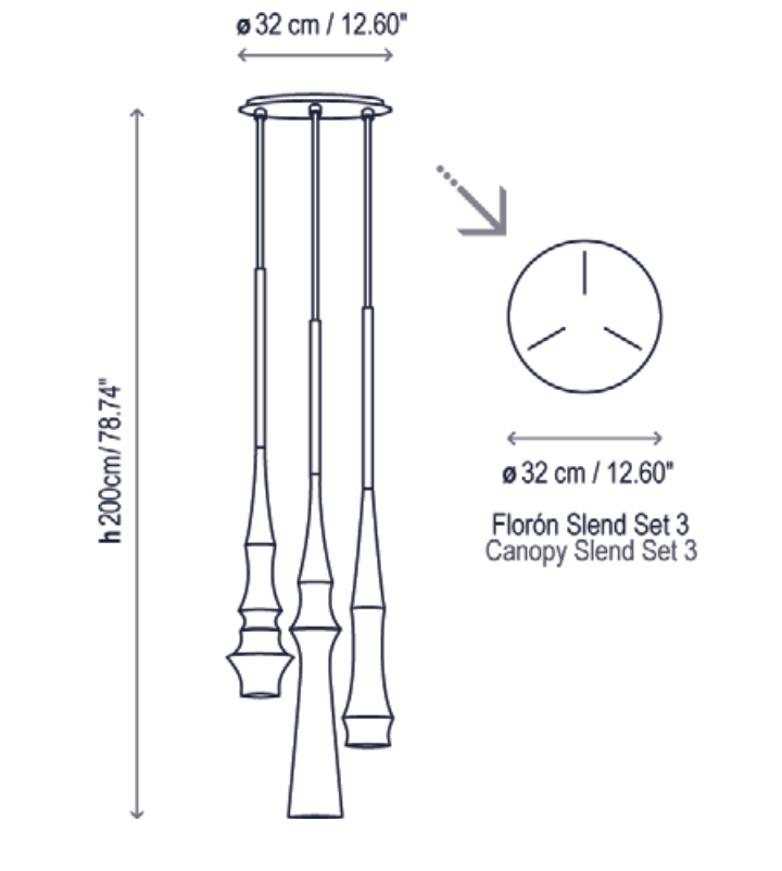 Slend Pendant, Triple Cluster, Black, GU10, IP20