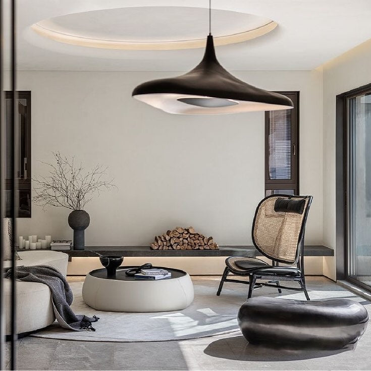 Soleil Noir Pendant, Black with White Interior, LED, 35W, Push or DALI Dim