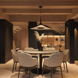 Soleil Noir Pendant, Black with White Interior, LED, 35W, Push or DALI Dim