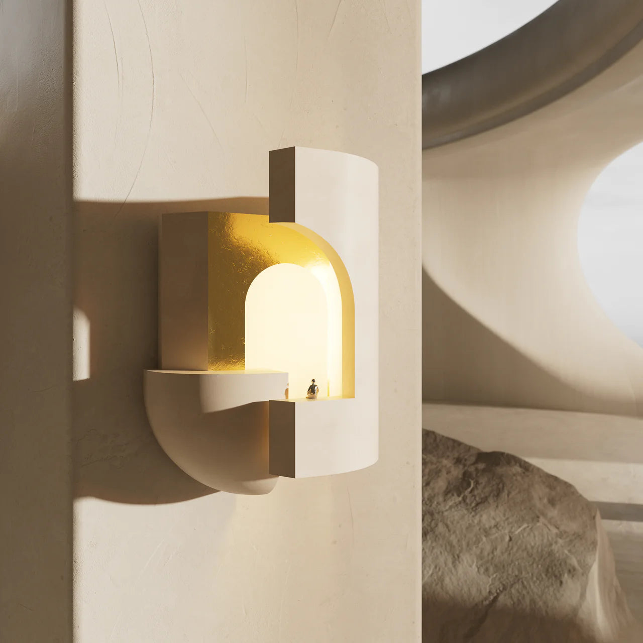 Soul 2 Wall, White Plaster with Gold Leaf, LED, Triac Dim, IP20