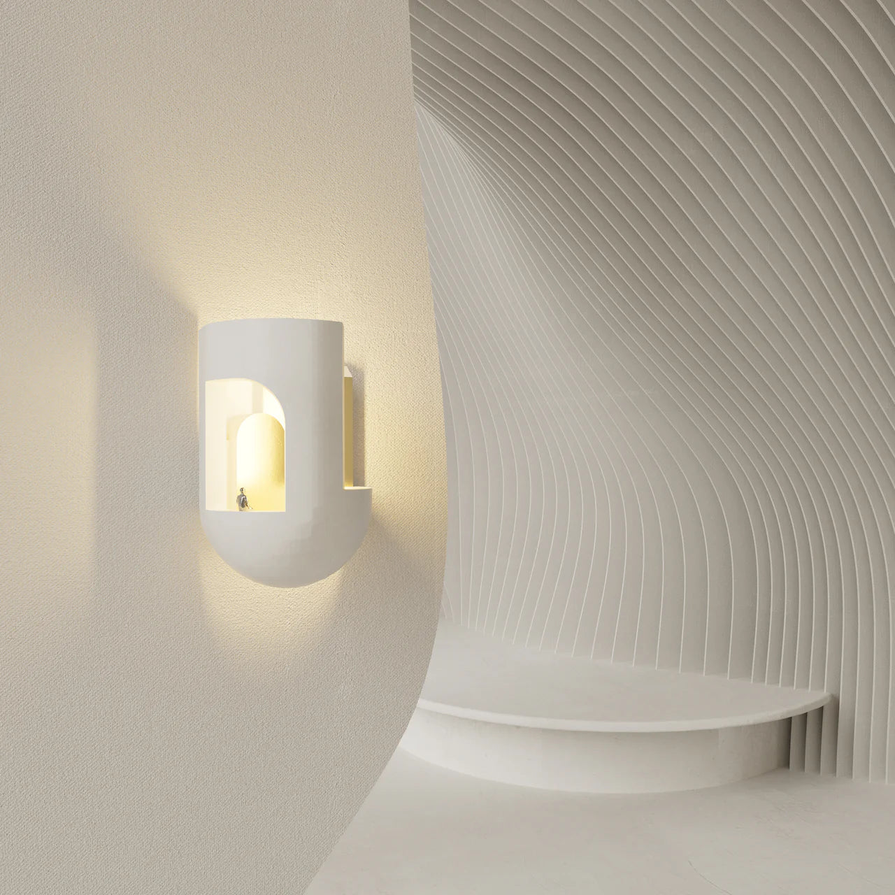 Soul 2 Wall, White Plaster with Gold Leaf, LED, Triac Dim, IP20
