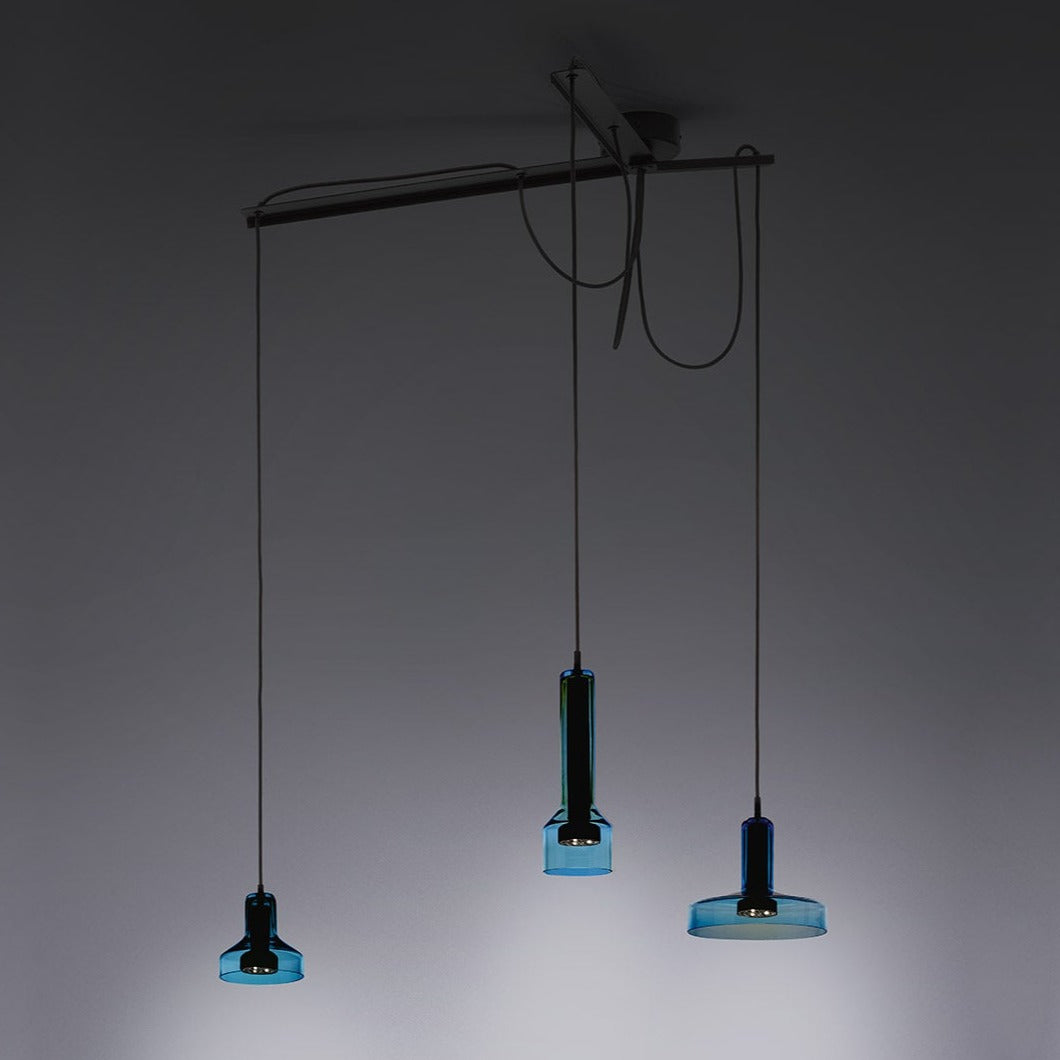 Starlight Pendant, Blue Glass, Cone, GU10, IP20