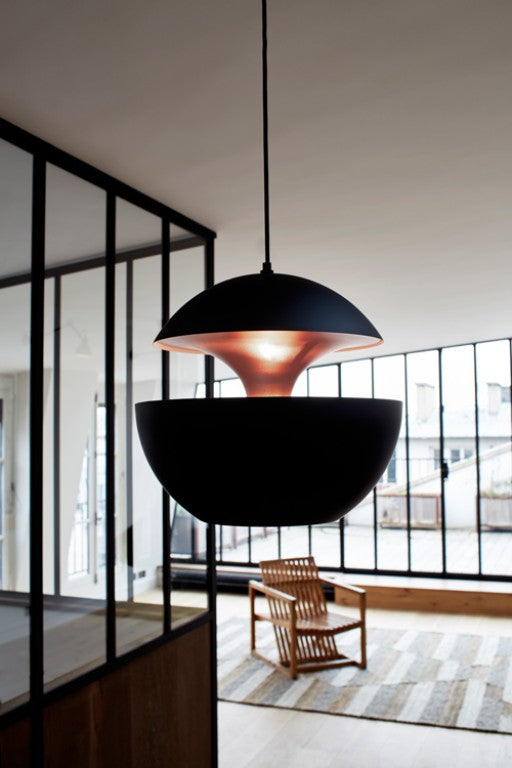 Sun Pendant, 350 mm, Black with Copper Interior, E27, IP20