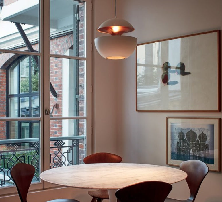 Sun Pendant, 450 mm, White with Copper Interior, E27, IP20