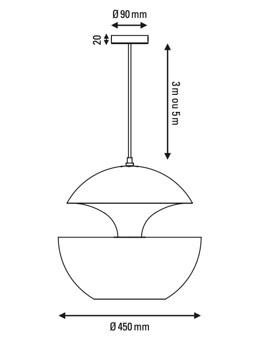 Sun Pendant, 450 mm, White with Copper Interior, E27, IP20