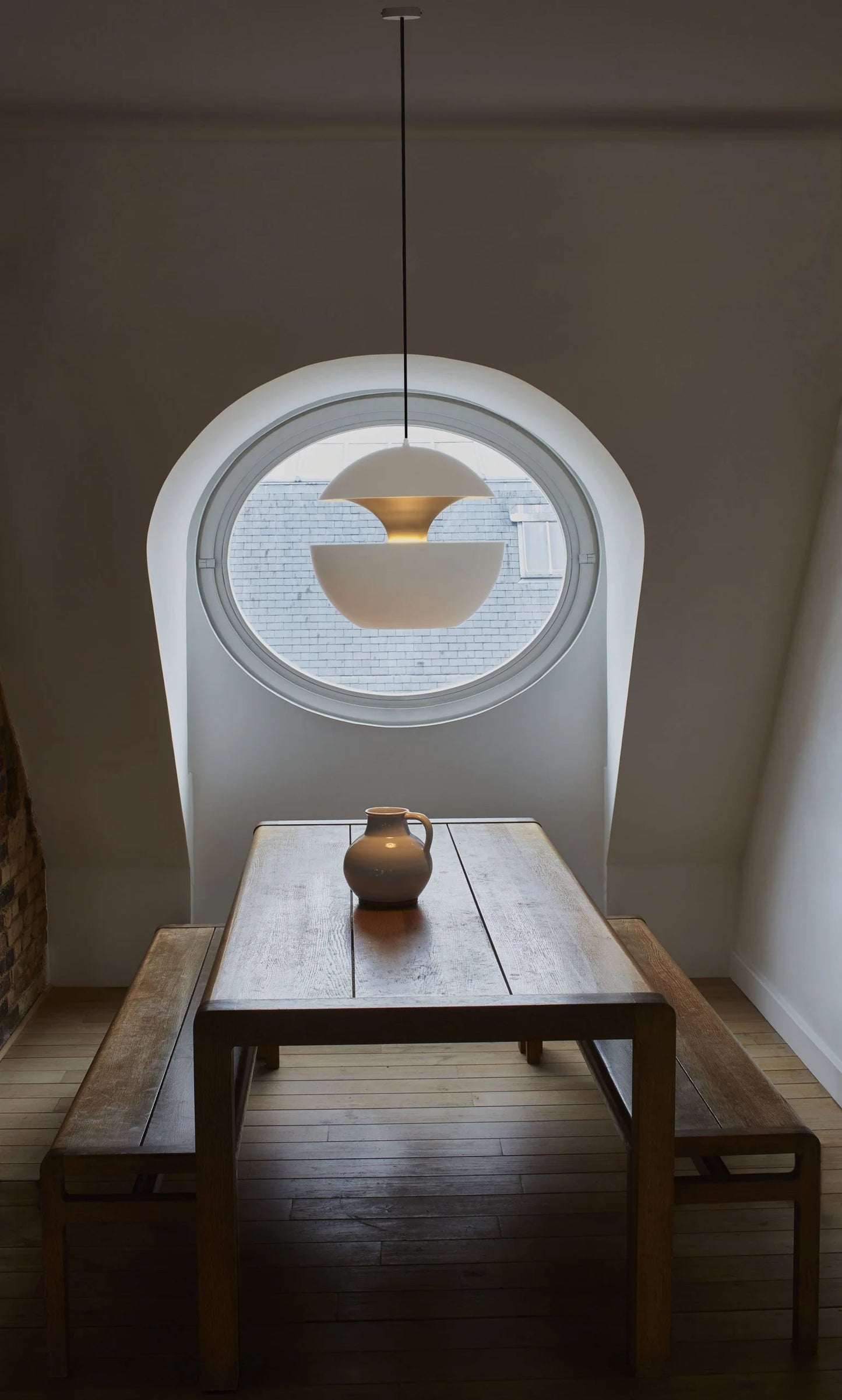 Sun Pendant, 450 mm, White with Copper Interior, E27, IP20