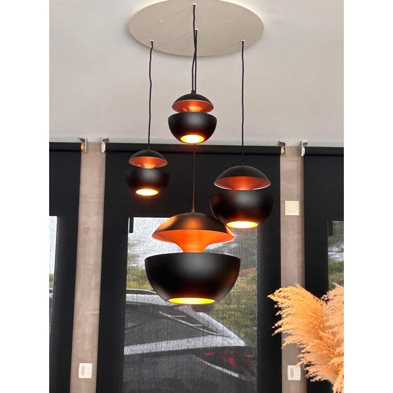 Sun Pendant, 350 mm, Black with Copper Interior, E27, IP20