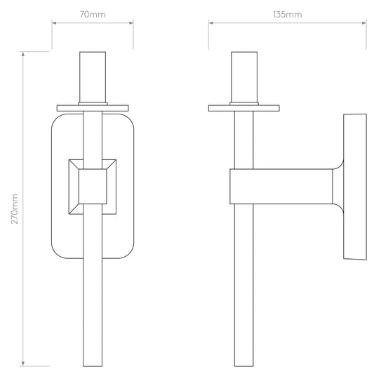 Tacoma Wall, Chrome, Short Stem, Oblong Glass, G9, IP44