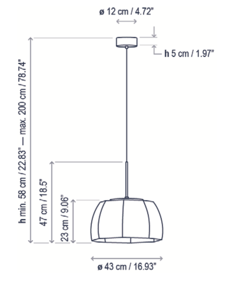 Tanit Pendant, 43 cm ø, Cotton Strings, LED, 14W, Triac Dim, IP20