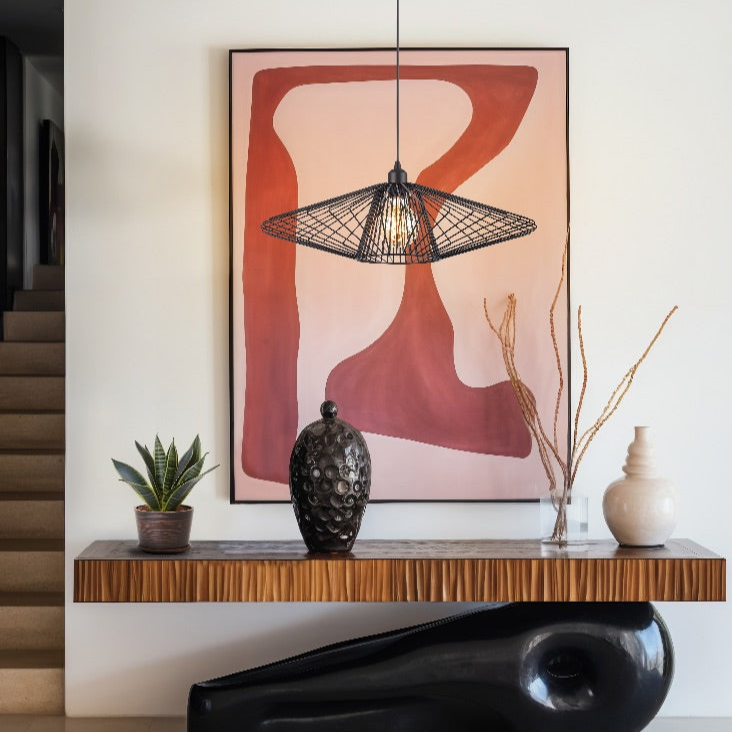Thatch Pendant, Black, E27, IP20