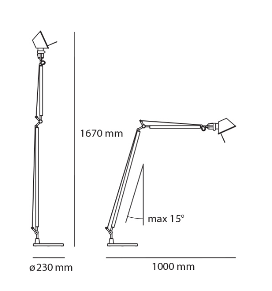 Tolomeo Floor, Small, Aluminium, E27, IP20
