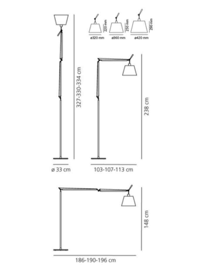 Tolomeo Floor, Mega, Silk Shade, E27, IP20