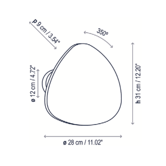 Tria Wall, 28 cm, Teak, LED, 11.5W, Triac Dim, IP66