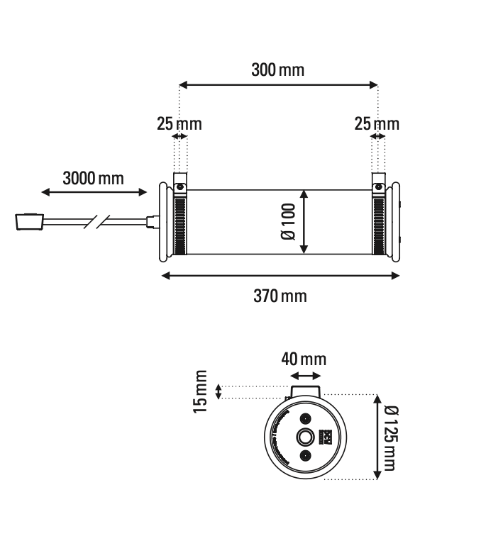 Tube Bulb Pendant, Linear Horizontal, 37 cm, Silver Reflector No Mesh, E14, IP20