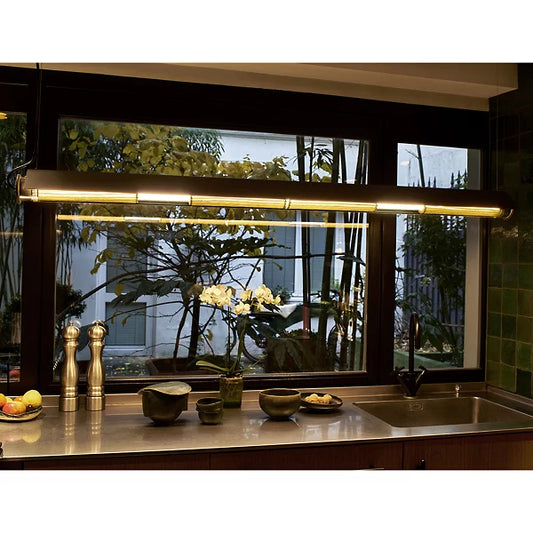 Tube 360 Pendant, Horizontal with Cover, 162 cm, White with Gold, LED, Triac Dim, IP65