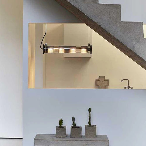 Tube Bulb Pendant, Linear Vertical, 52 cm, Silver Reflector No Mesh, E14, IP64