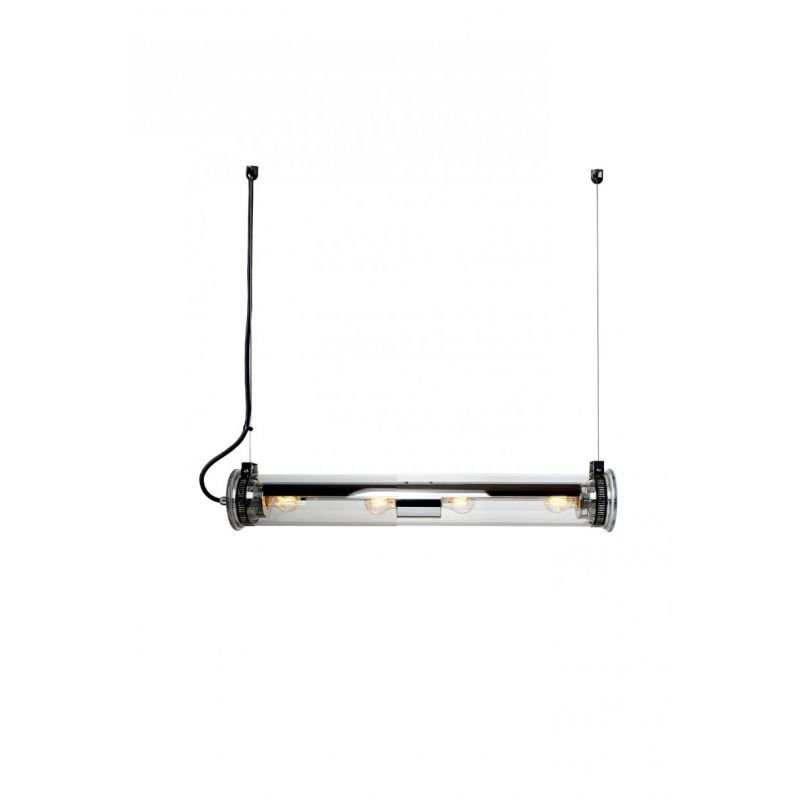 Tube Bulb Pendant, Linear Horizontal, 72 cm, Silver Reflector No Mesh, E27, IP20