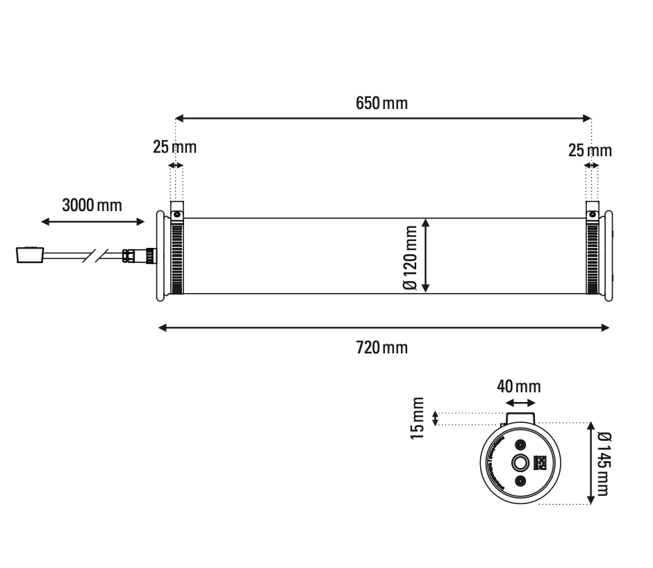Tube Bulb Pendant, Linear Horizontal, 72 cm, Silver Reflector No Mesh, E27, IP20