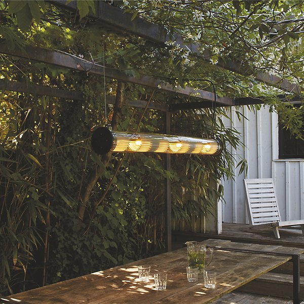 Tube Bulb Pendant, Linear Vertical, 132 cm, Silver Reflector No Mesh, E27, IP64