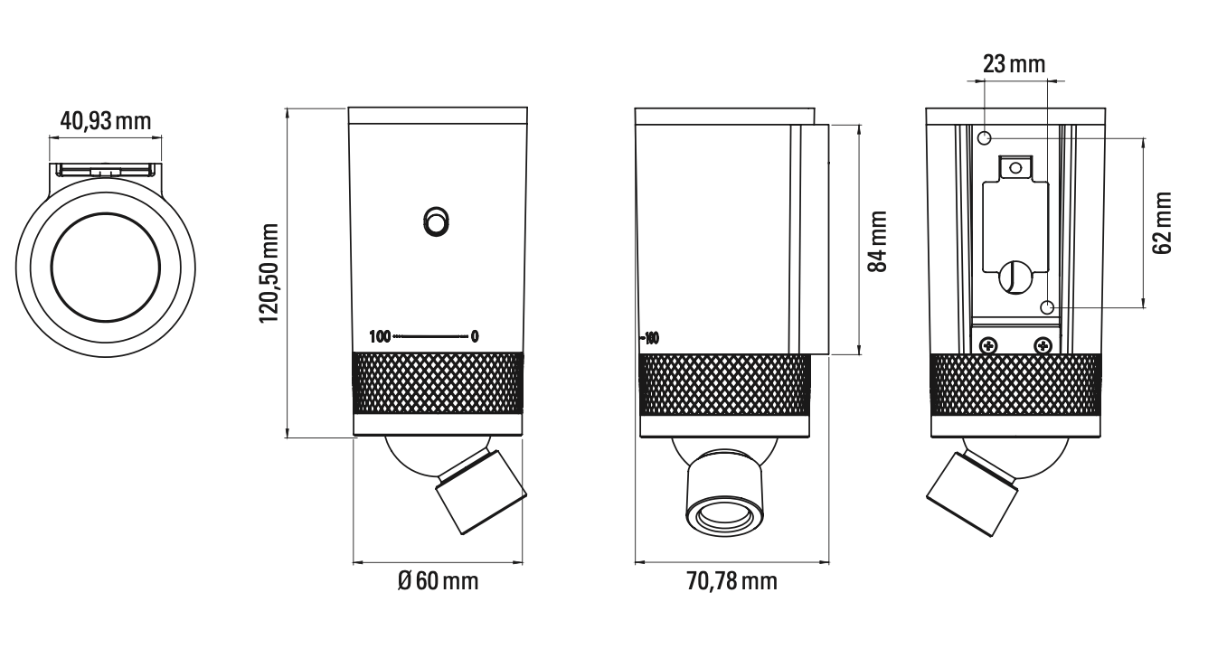 Vision Omni Adjustable Reading Wall, Black, LED, Thumbswitch Dim x2, IP20