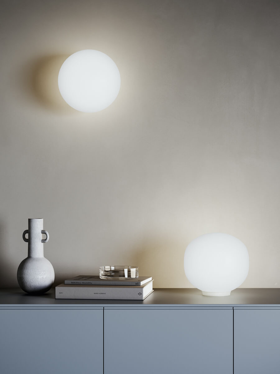 Volum Table or Floor Lamp, White Glass, IP20