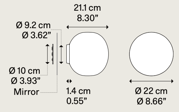 Volum Wall, 22 cm, White Glass, E27, IP54