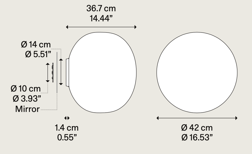 Volum Ceiling, 42 cm, White Glass, E27, IP54