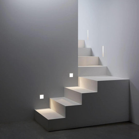 Astro Borgo step light trimless square and vertical going up modern staircase with return