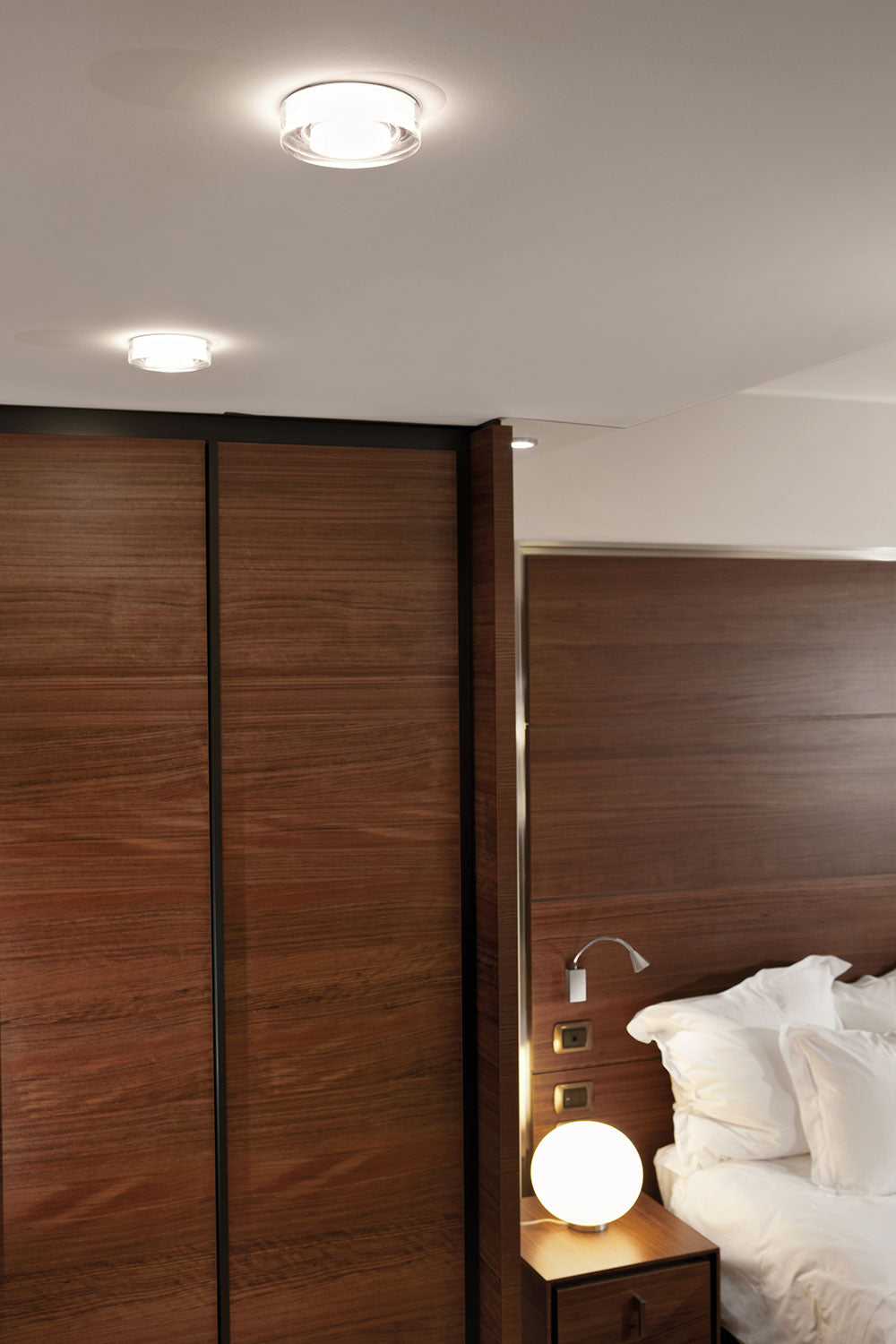 Faretti Cheope Semi-Flush Downlight, Clear Glass, GU10, IP44